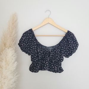 Cropped shirt, size small, floral print